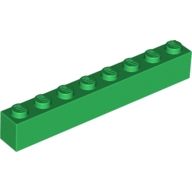 Lego kostka (kostička) 1x8, zelená (300828, 4112839, 4143953)